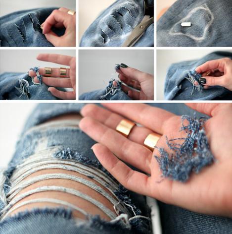 Как сделать дырки и потертости на джинсках