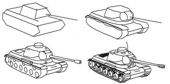 как нарисовать танк поэтапно карандашом 
