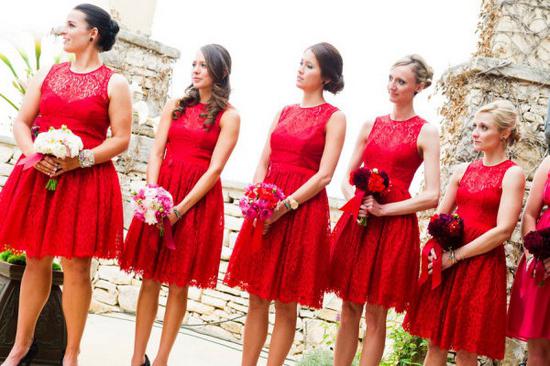 Красные платья для подружек невесты