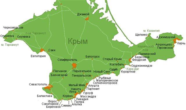 курорты крыма карта