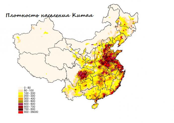 плотность населения Китая