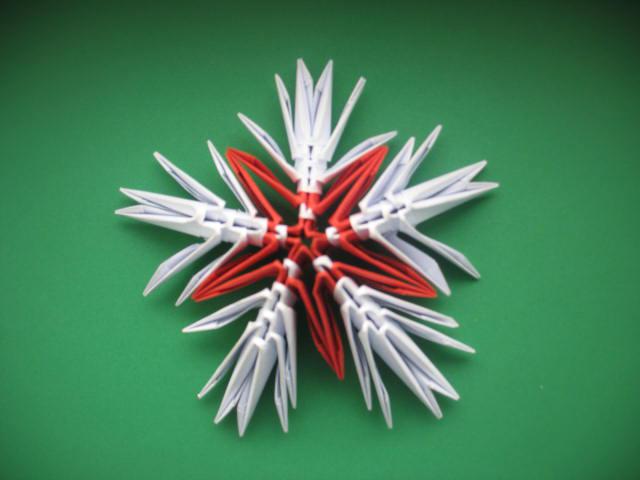объемные оригами снежинки