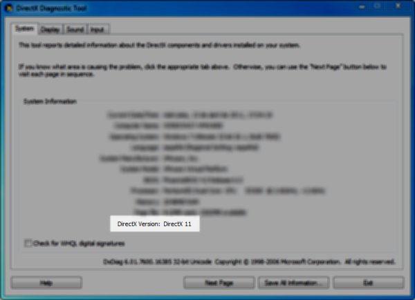 как посмотреть какой directx установлен