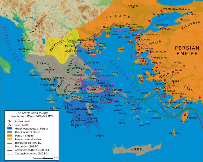 Контурная Карта Главные Государства Греции И Греко-Персидские Войны
