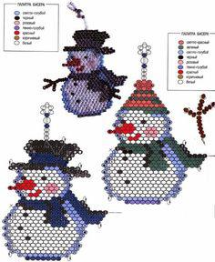 снеговик из бисера плоский