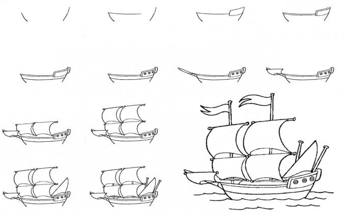мастер класс как нарисовать корабль карандашом поэтапно