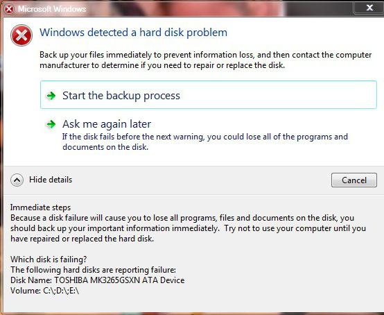 windows обнаружила неполадки жесткого диска