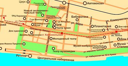 карта Волгограда с достопримечательностями