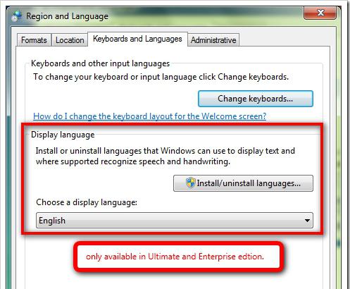 как изменить язык windows