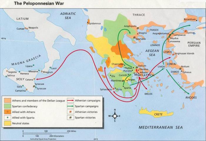 пелопонесская война карта
