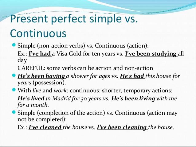 present perfect continuous simple правила