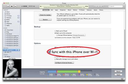 синхронизация iphone с компьютером через wifi