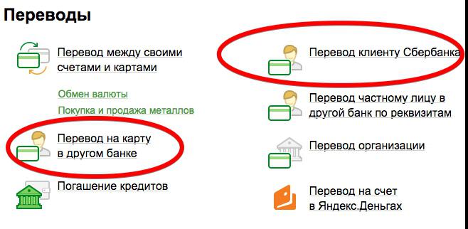 как переводить с карточки на карточку сбербанк