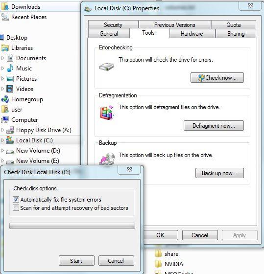 исправление системных ошибок windows 7