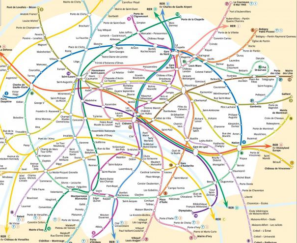 схема метро парижа