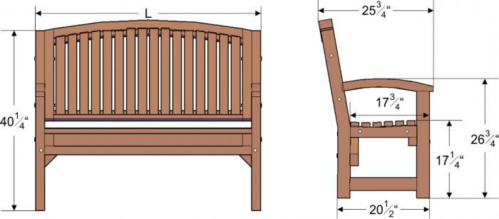 чертеж садовой скамейки 