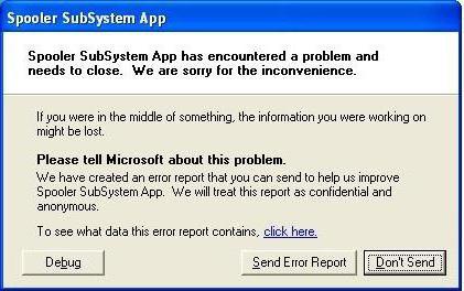 подсистема печати недоступна xp