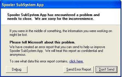 подсистема печати недоступна xp 