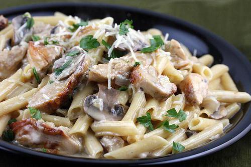 паста рецепт с курицей и грибами в сливочном соусе