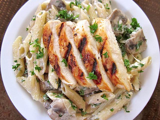 паста рецепт с курицей и грибами