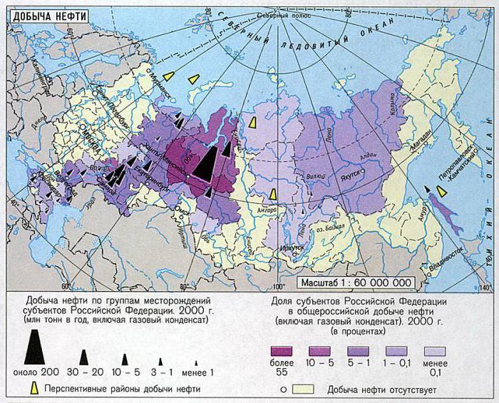 районы добычи нефти в России 