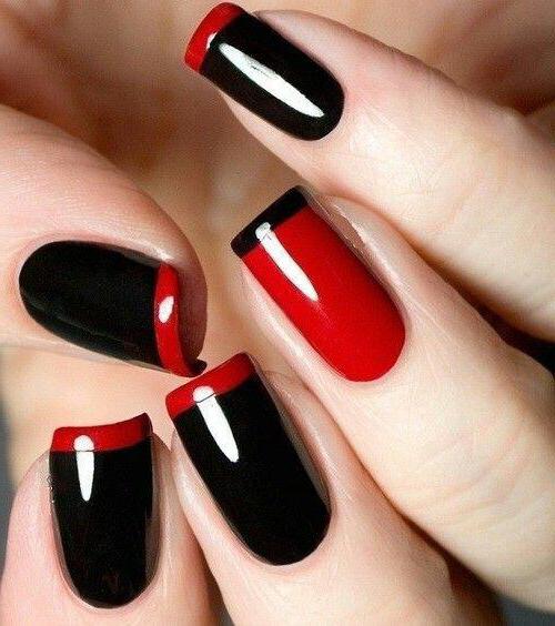 дизайн красно черных ногтей 