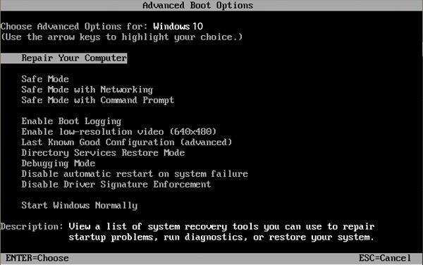 как включить безопасный режим на windows 10