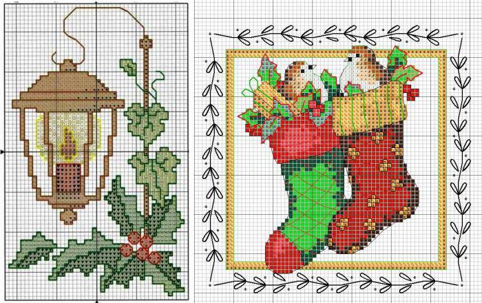 вышивка крестом новогодние миниатюры схемы