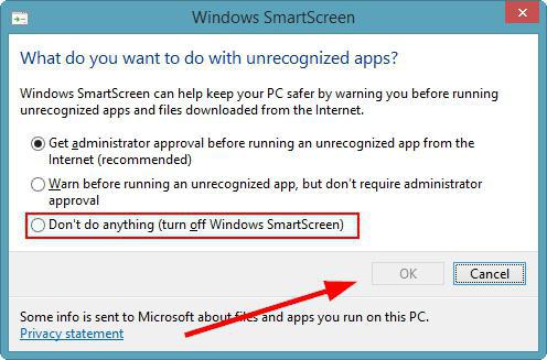 фильтр windows smartscreen как отключить
