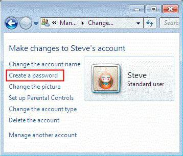как сменить пароль пользователя в windows 7