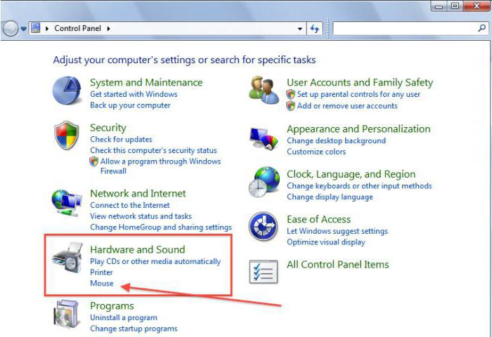 как настроить мышку на windows 7 