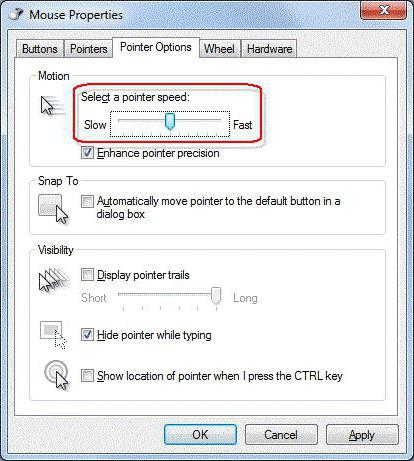 как настроить мышку на windows 7