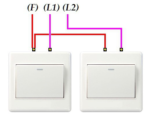 как подключить люстру на два выключателя