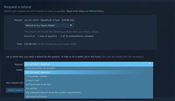 как вернуть деньги за игру в Steam на КИВИ?