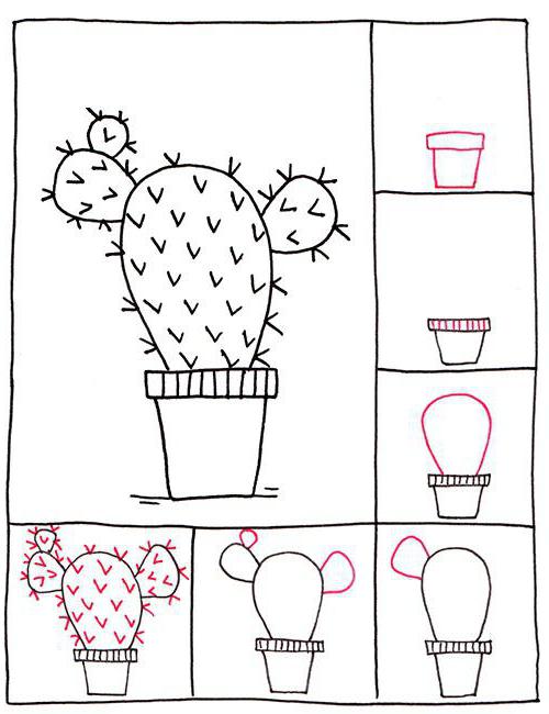 как нарисовать кактусы