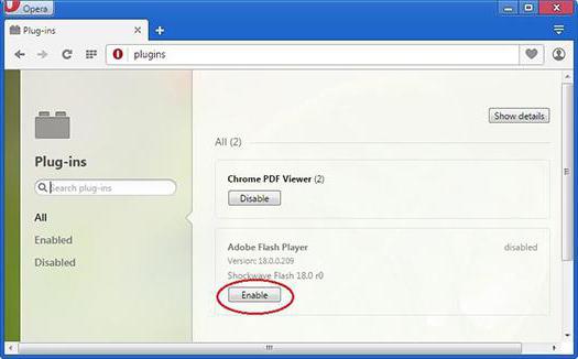 adobe flash player как включить