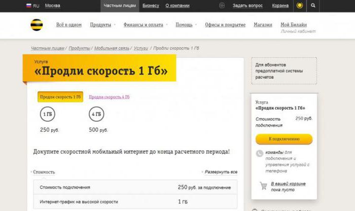 как пополнить интернет трафик на билайне