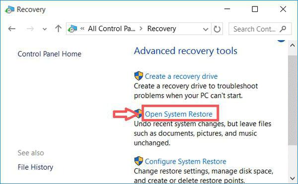 точка восстановления windows 10