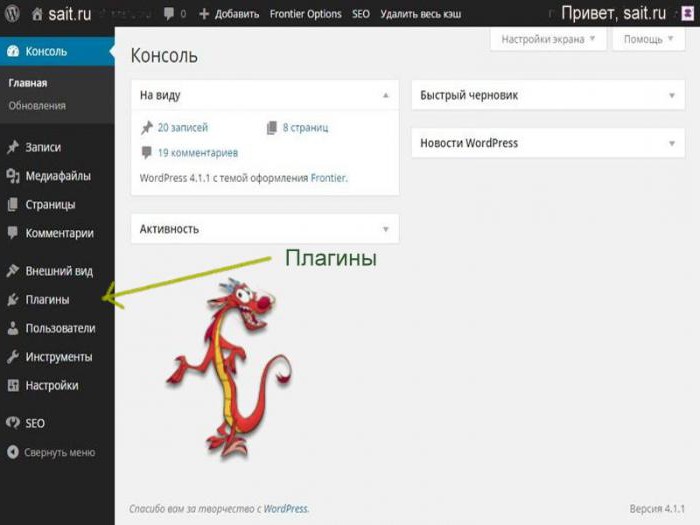 админка сайта wordpress
