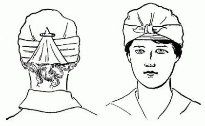 техника наложения косыночной повязки на голову
