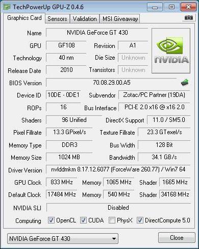 nvidia geforce gt 430 характеристики