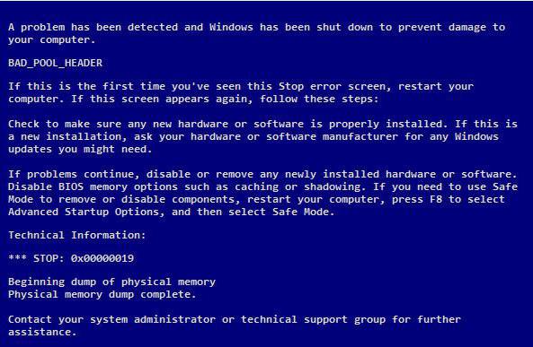 0x00000019 windows 7 как исправить