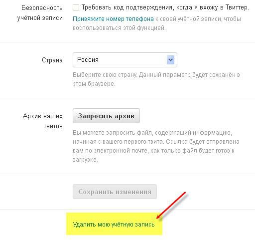 как удалиться с твиттера навсегда