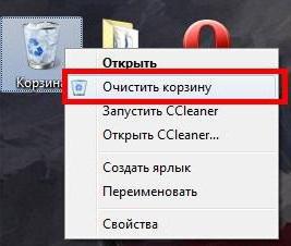 корзина на рабочем столе