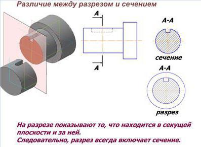 Чем отличается сечение от разреза