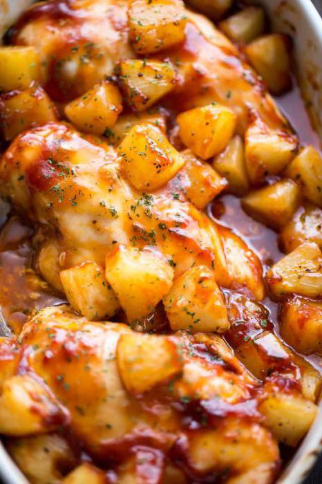 курица с ананасами и сыром в духовке простой рецепт