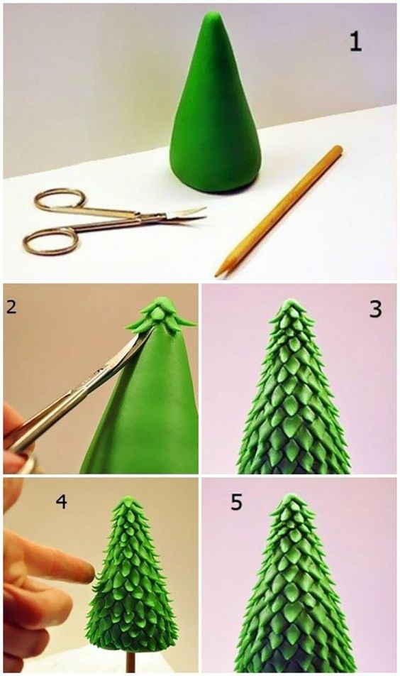 как сделать елку из пластилина
