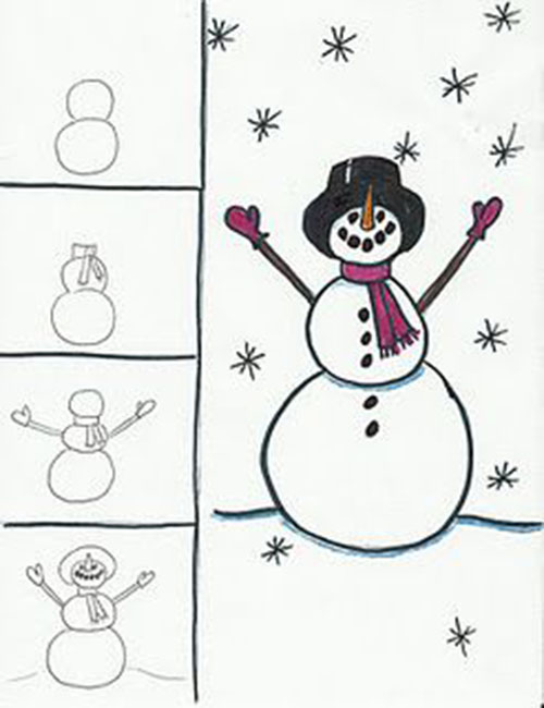 Как нарисовать красивого снеговика