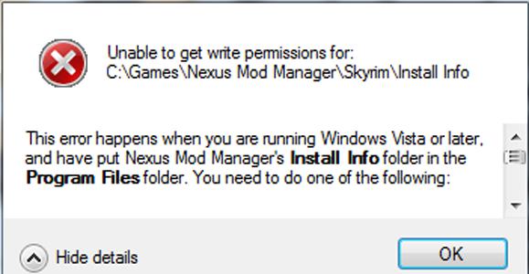 Unable to get write permission for