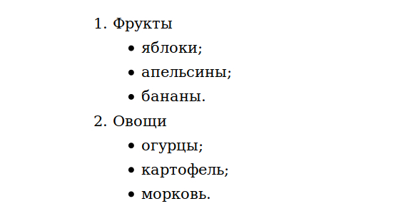 список html с подпунктами